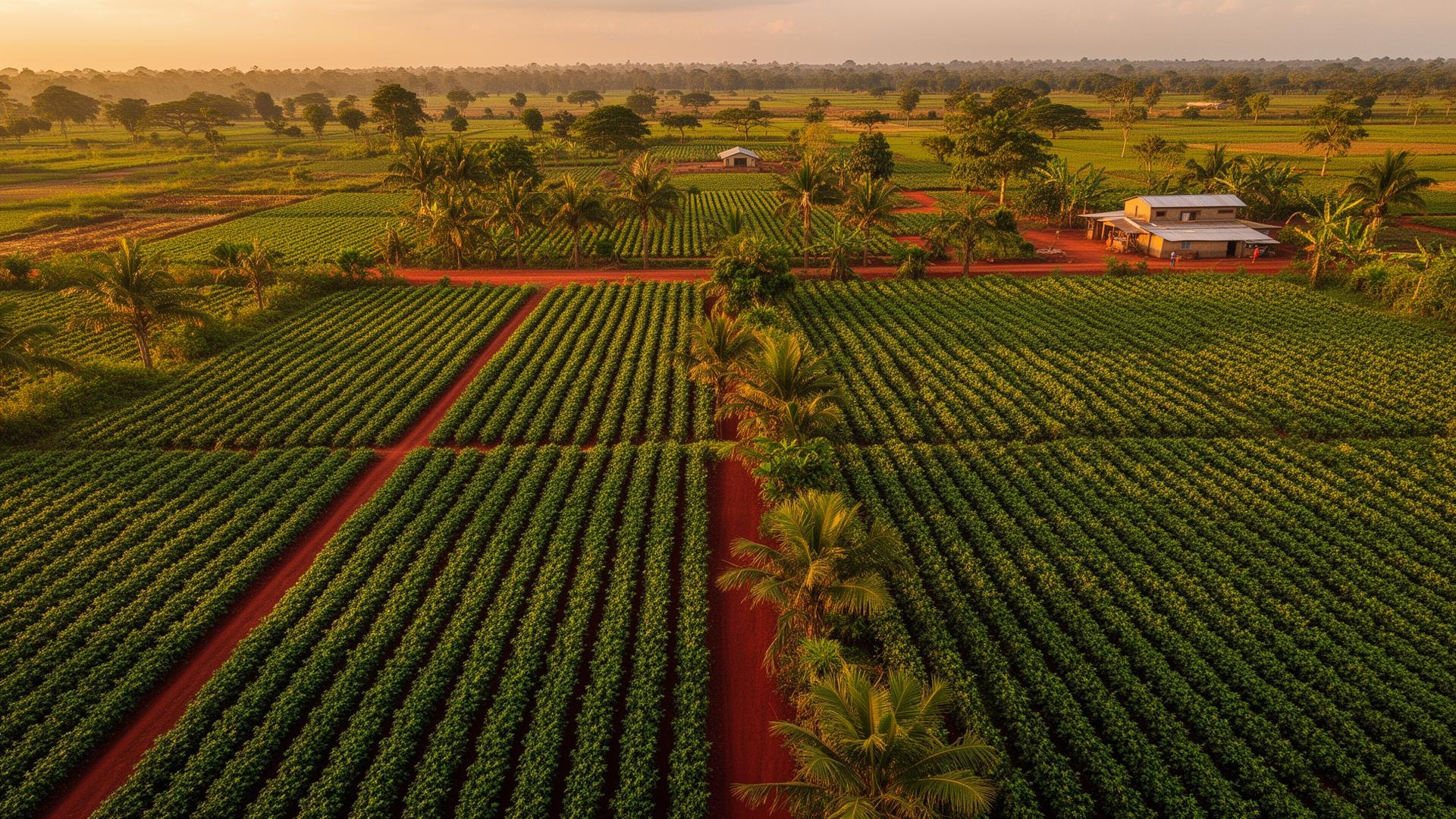 African farmland at golden hour